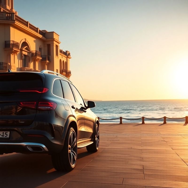 Mercedes GLE negro en un paseo de Valencia al atardecer