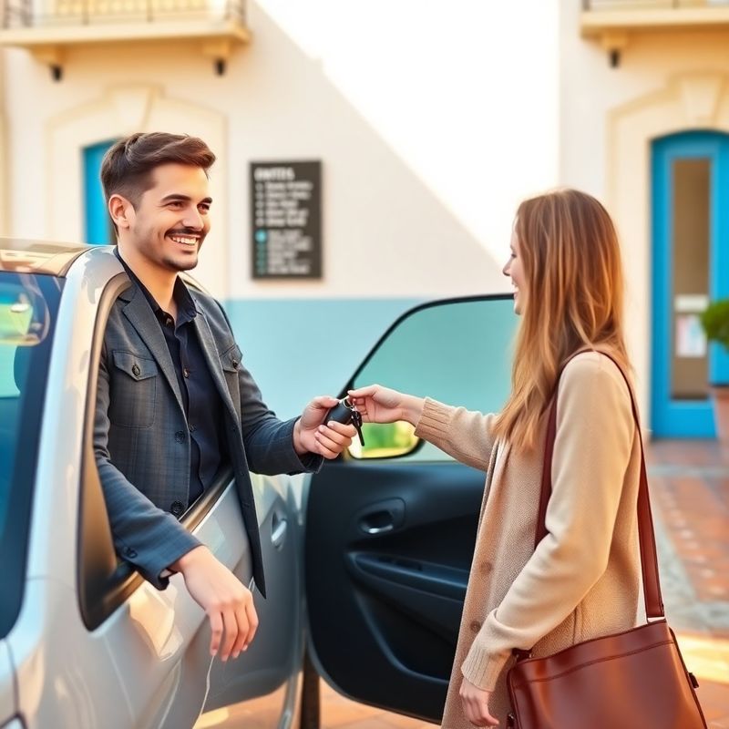 Cliente recogiendo las llaves de un coche compacto en Valencia